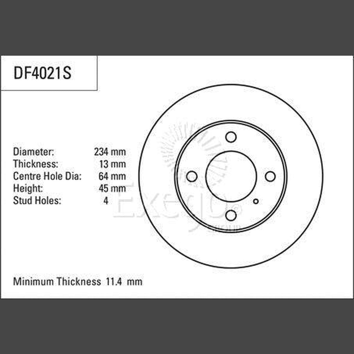 TRW Brake Rotor 234mm Front DF4021S