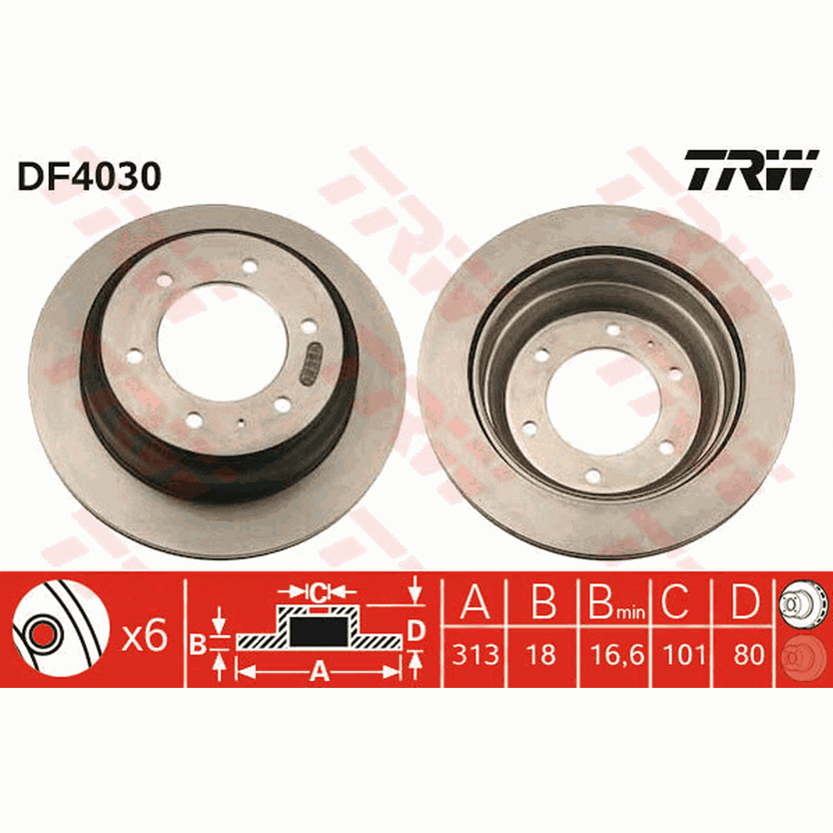 TRW Brake Rotor Single 313mm Rear DF4030S