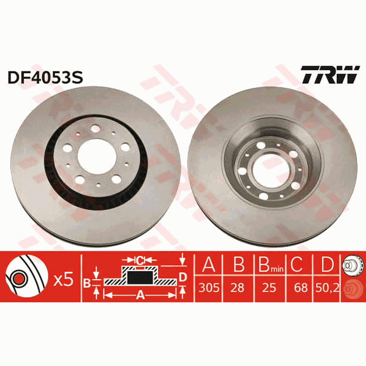TRW Brake Rotor 305mm Front DF4053S