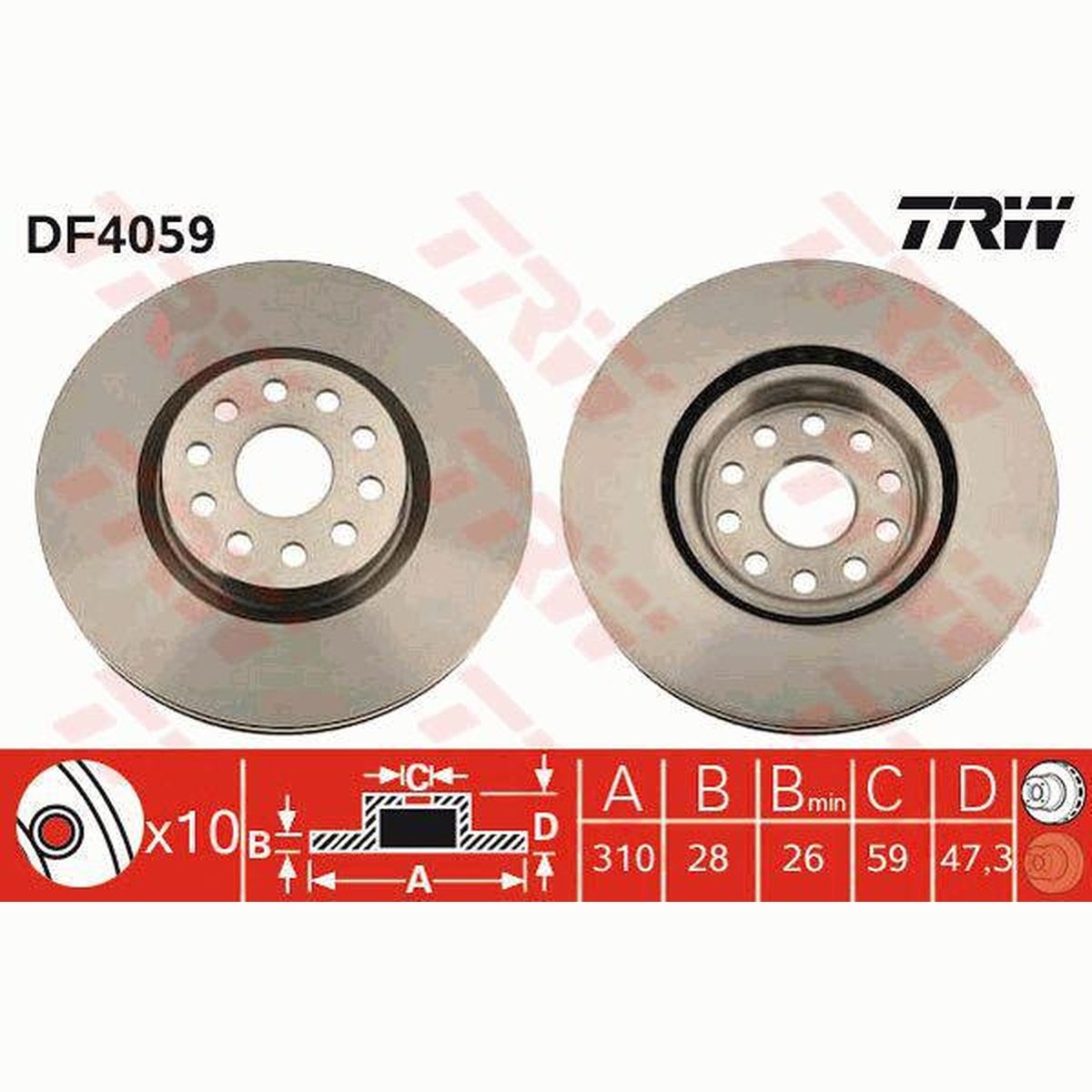 TRW Brake Rotor 310mm Front DF4059S