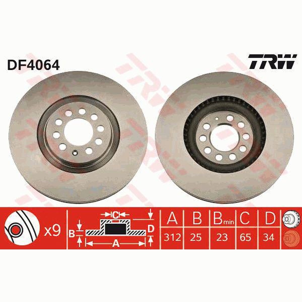 TRW Brake Rotor 312mm Front DF4064S