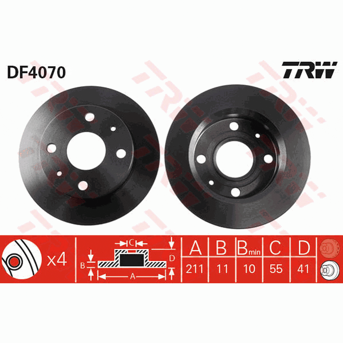 TRW Brake Rotor 211mm Front DF4070S