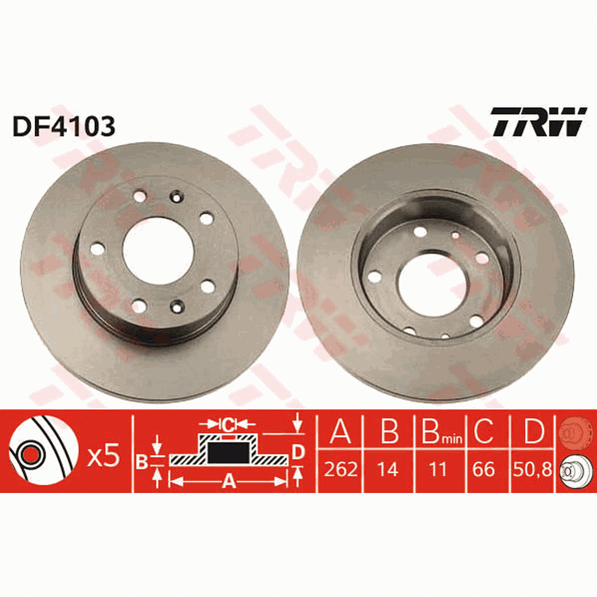 TRW Brake Rotor Single 262mm Front DF4103S