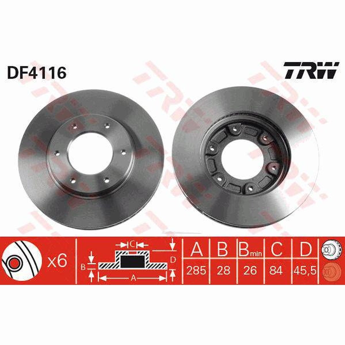 TRW Brake Rotor 285mm Front DF4116S