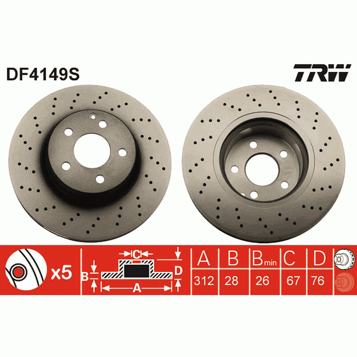 TRW Brake Rotor 312mm Front DF4149S