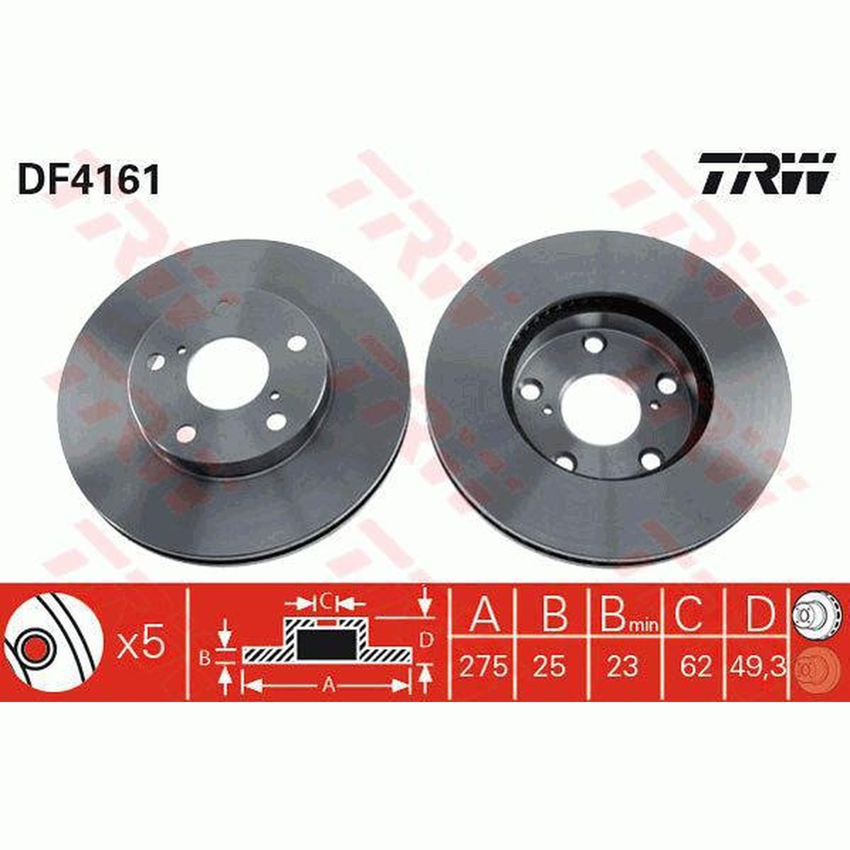 TRW Brake Rotor 275mm Front DF4161S