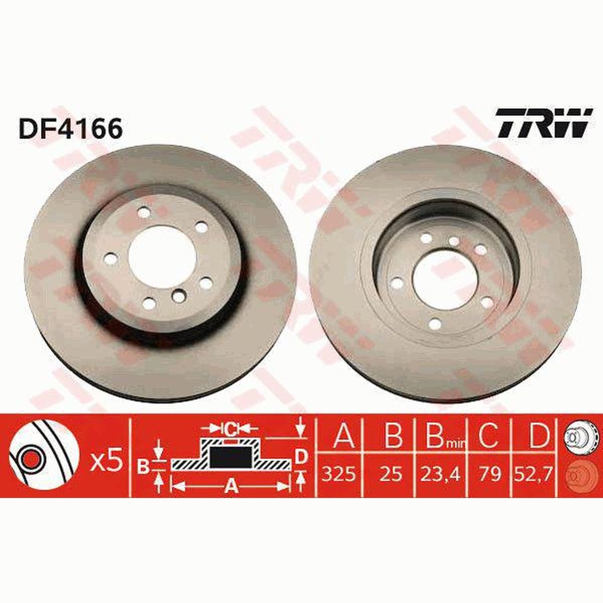 TRW Brake Rotor 325mm Front DF4166S