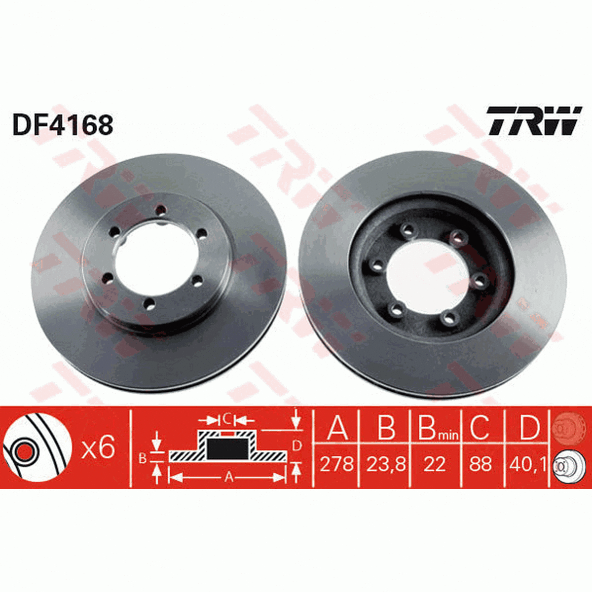 TRW Brake Rotor Single 278mm Front DF4168S