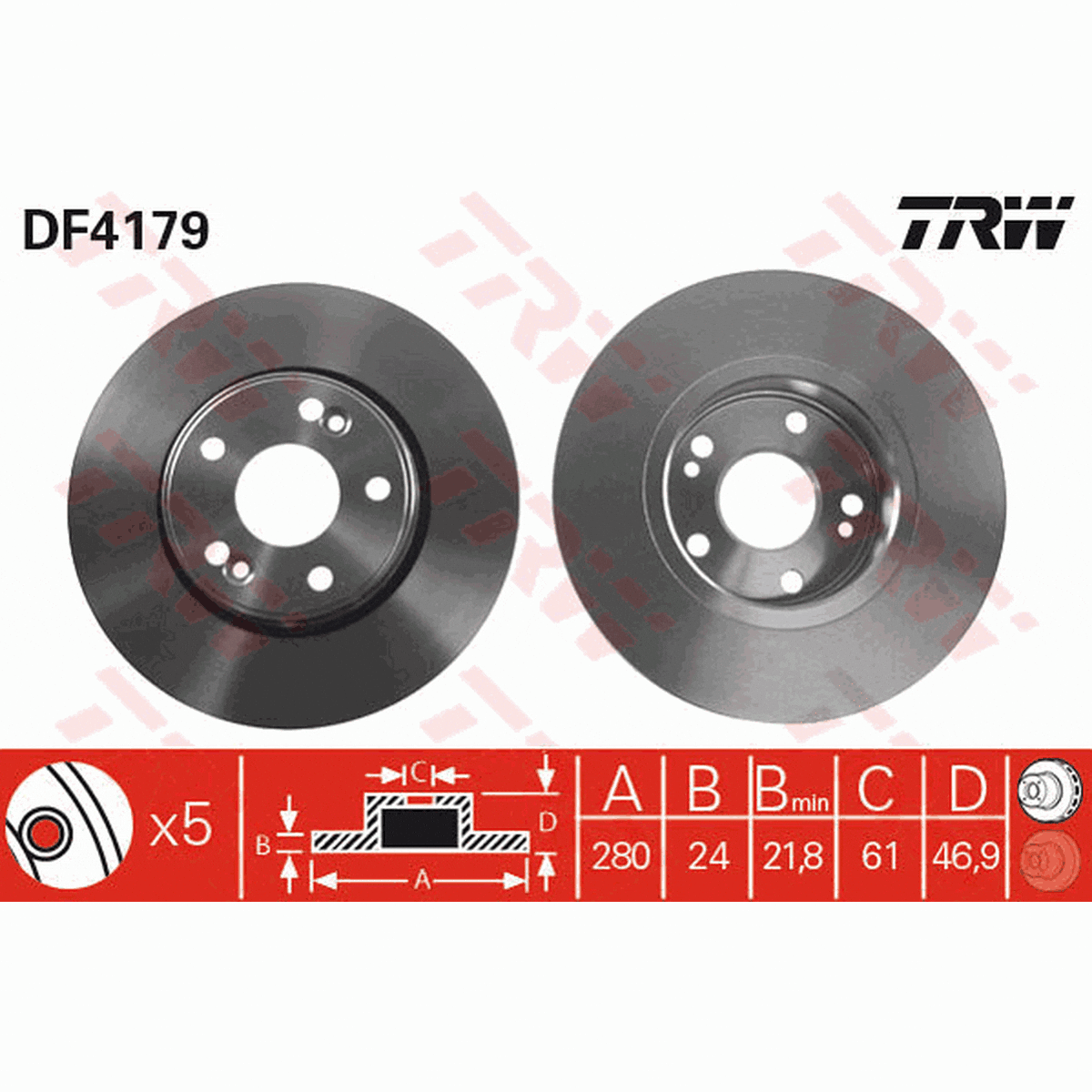 TRW Brake Rotor Single 280mm Front DF4179S