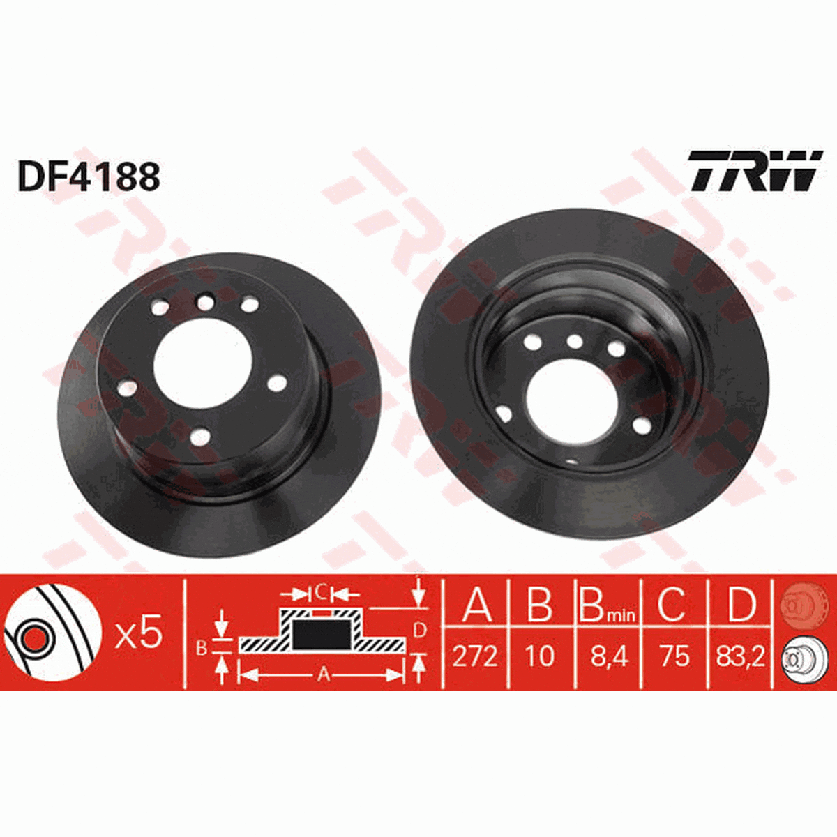 TRW Brake Rotor Single 272mm Rear DF4188S