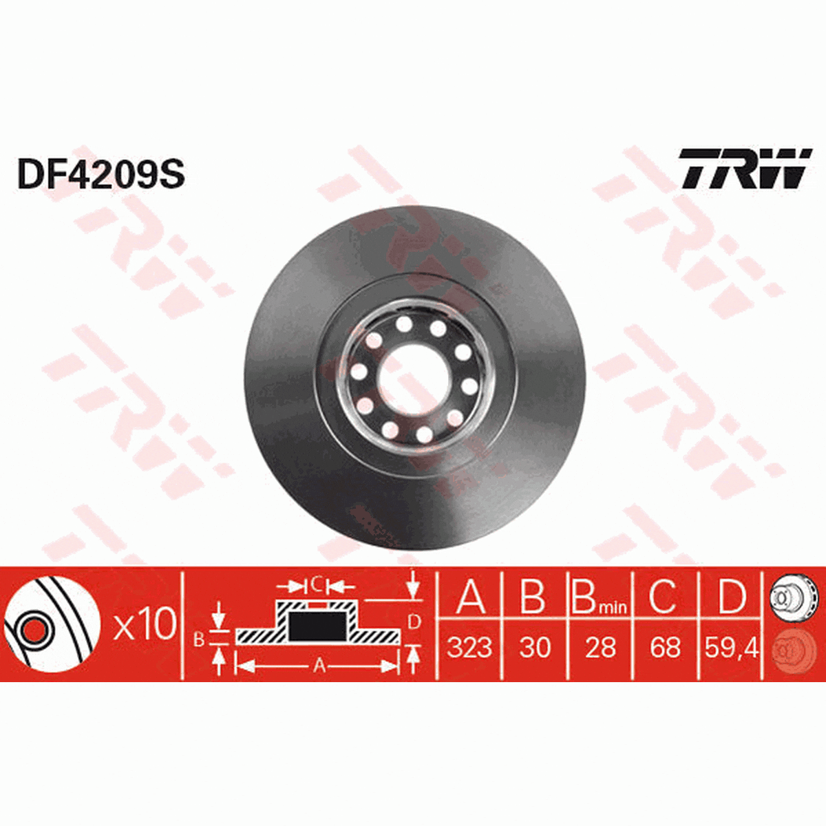 TRW Brake Rotor 323mm Front DF4209S