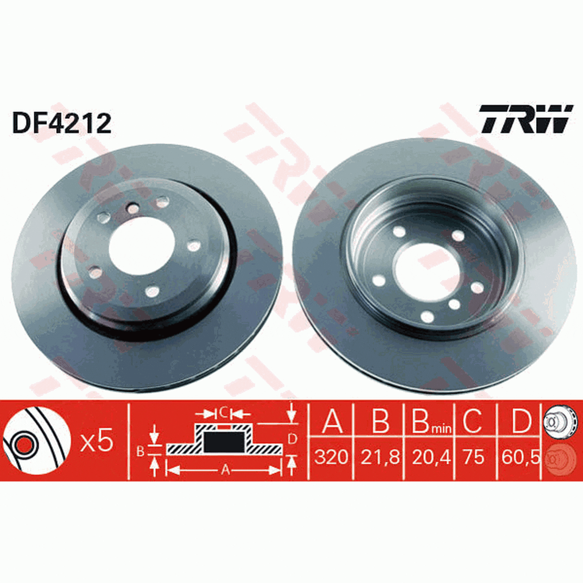 TRW Brake Rotor 320mm Rear DF4212S