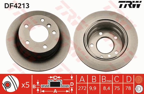 TRW Brake Rotor Single 272mm Rear DF4213S