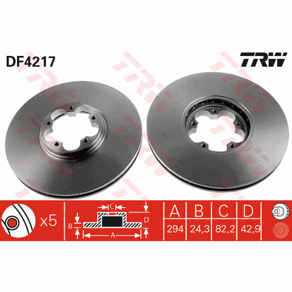 TRW Brake Rotor Pair 294mm Front DF4217S