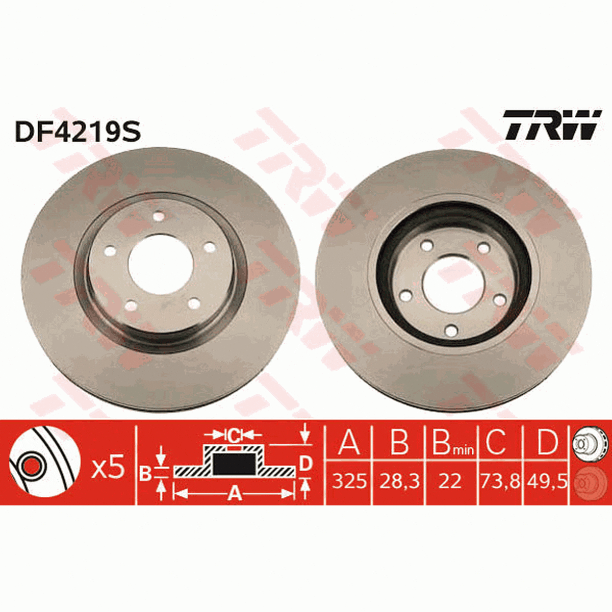 TRW Brake Rotor 325mm Front DF4219S