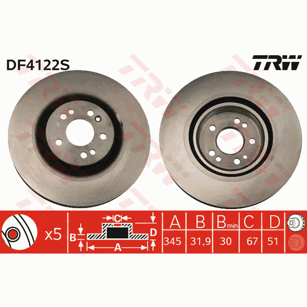 TRW Brake Rotor 245mm Front DF4222S