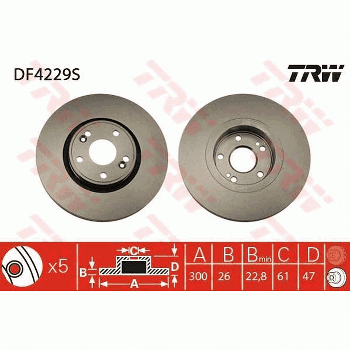 TRW Brake Rotor 300mm Front DF4229S