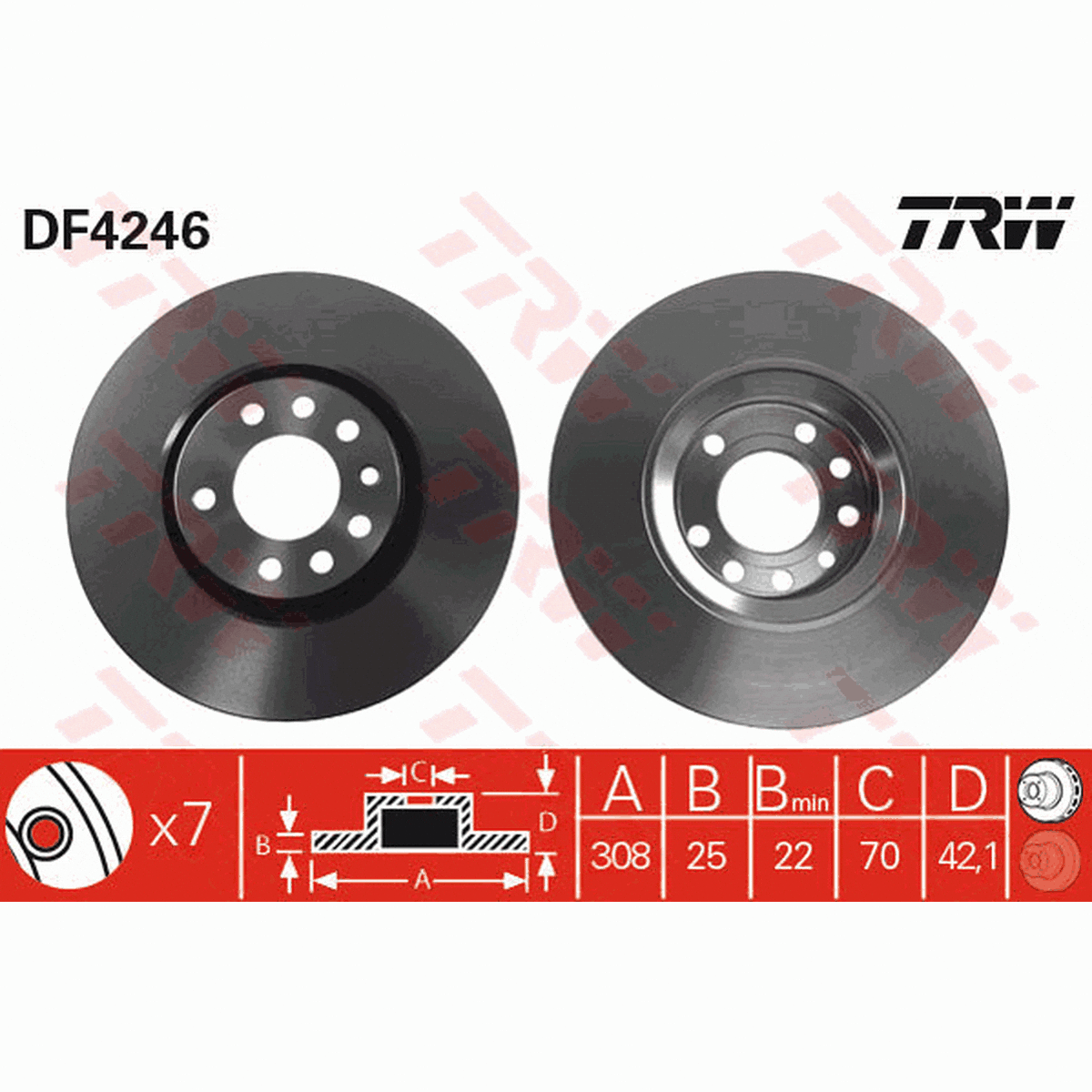 TRW Brake Rotor Single 308mm Front DF4246S