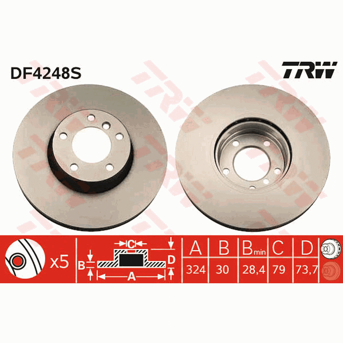 TRW Brake Rotor 324mm Front DF4248S