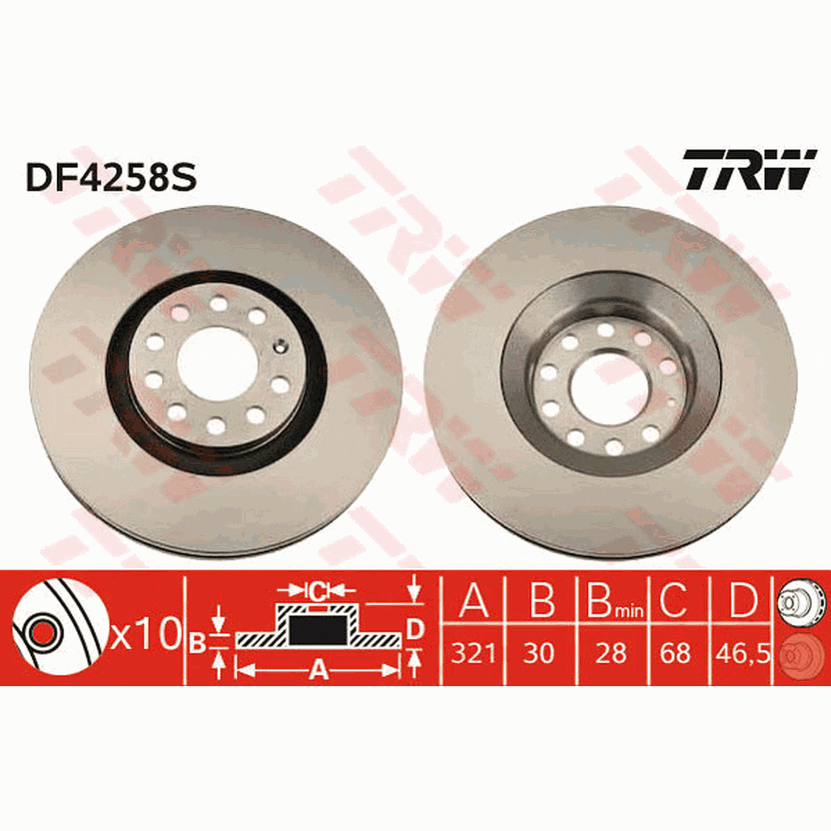TRW Brake Rotor 321mm Front DF4258S
