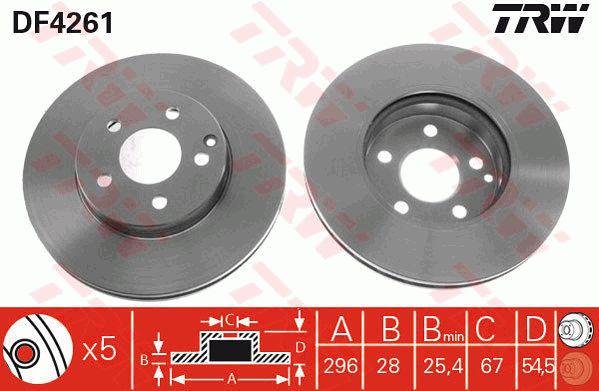 TRW Brake Rotor Pair 295.5mm Front DF4261S