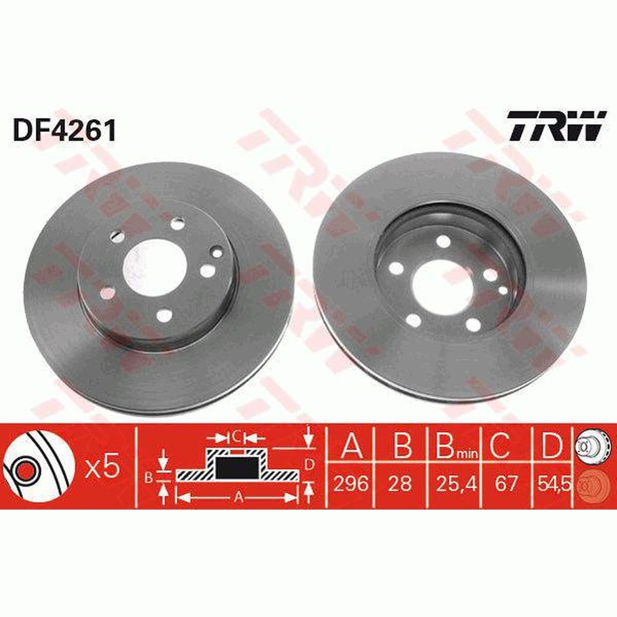 TRW Brake Rotor Single 295.5mm Front DF4261S