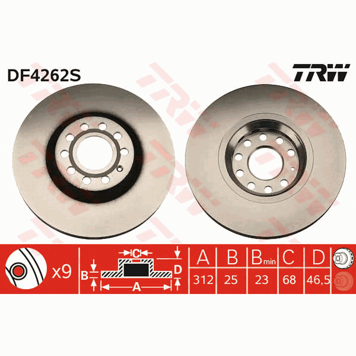 TRW Brake Rotor 312mm Front DF4262S