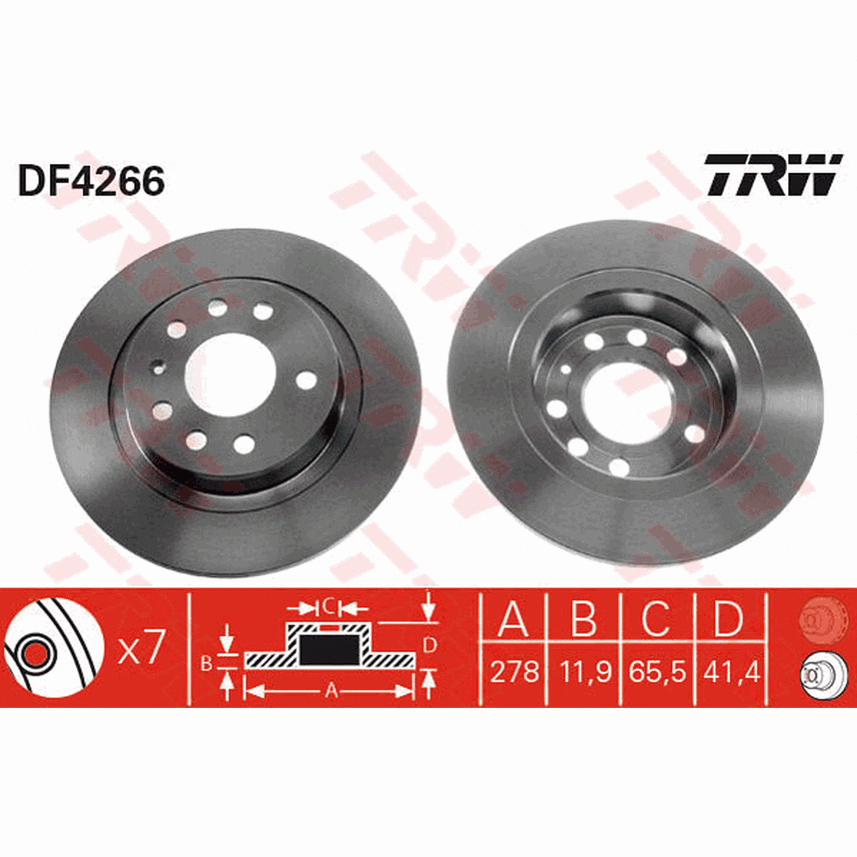 TRW Brake Rotor Single 278mm Rear DF4266S