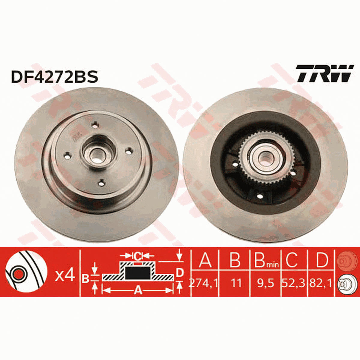 TRW Brake Rotor Rear DF4272BS