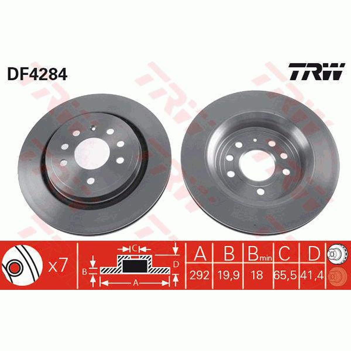 TRW Brake Rotor 292mm Rear DF4284S