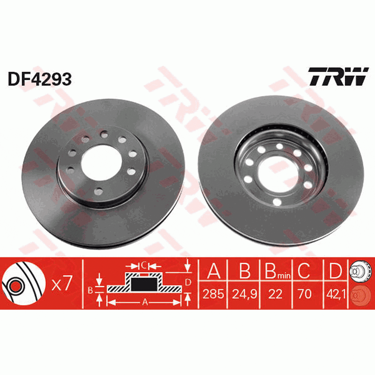 TRW Brake Rotor Single 285mm Front DF4293S