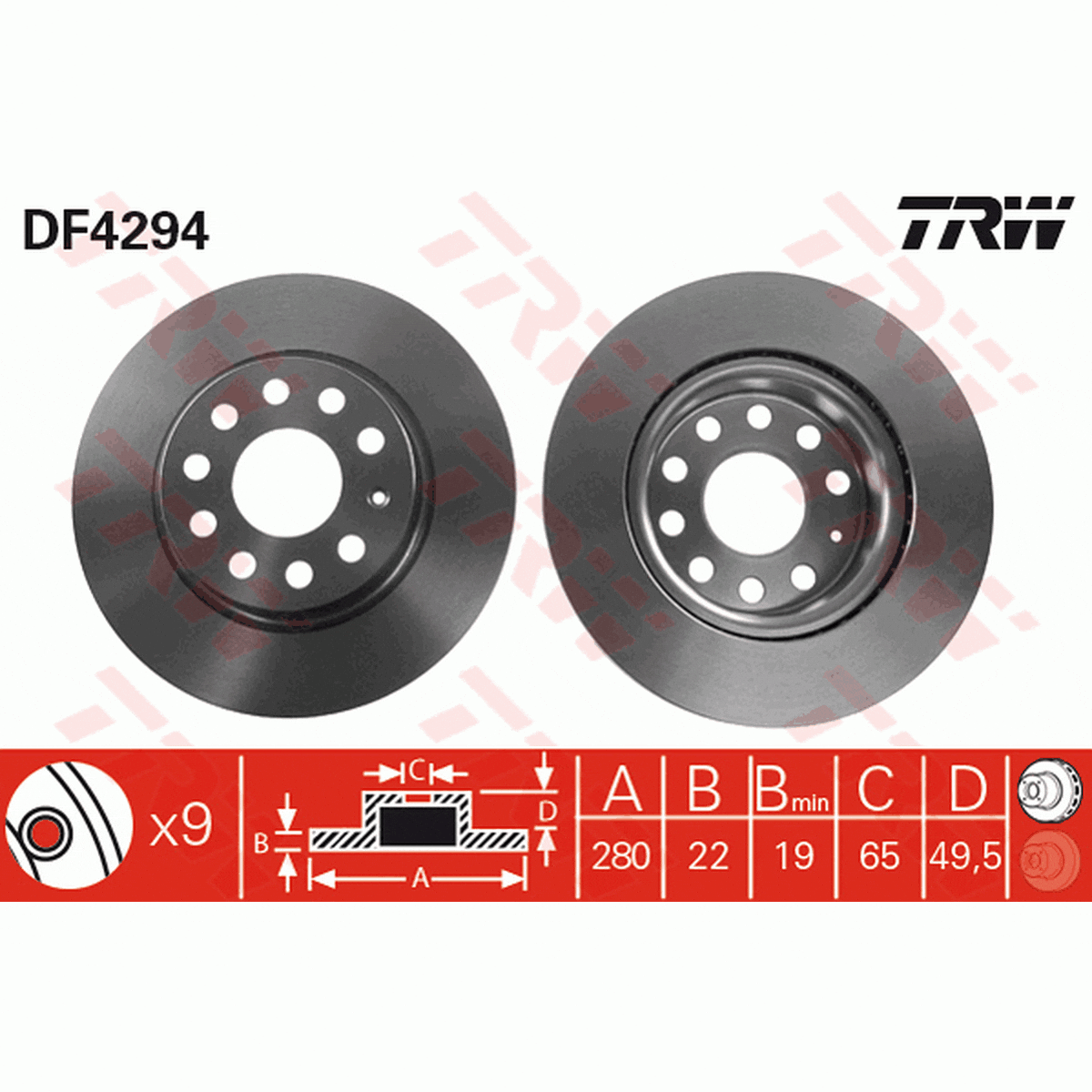 TRW Brake Rotor 280mm Front DF4294S