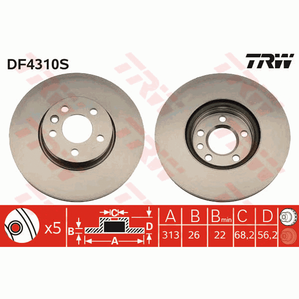 TRW Brake Rotor 313mm Front DF4310S
