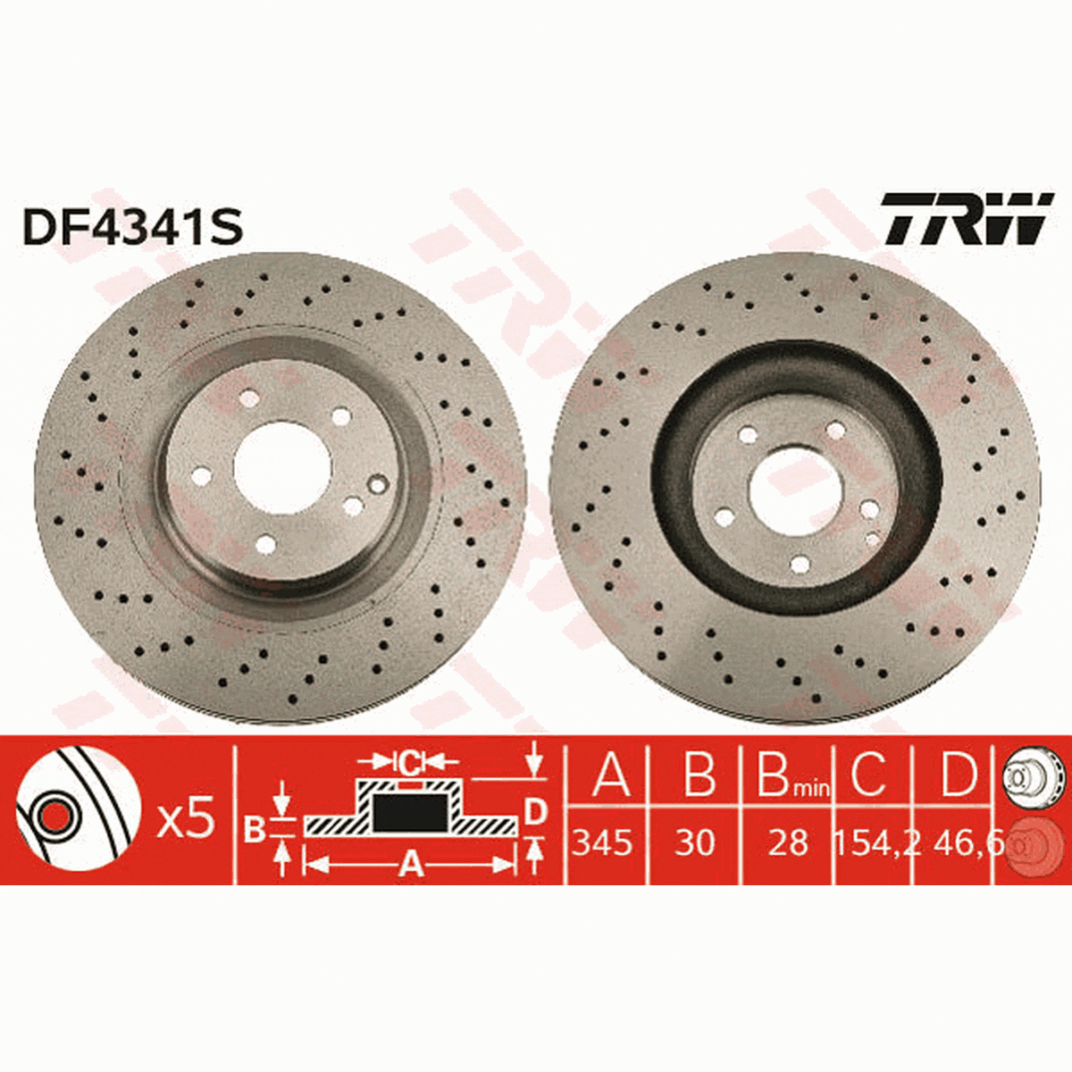 TRW Brake Rotor 345mm Front DF4341S