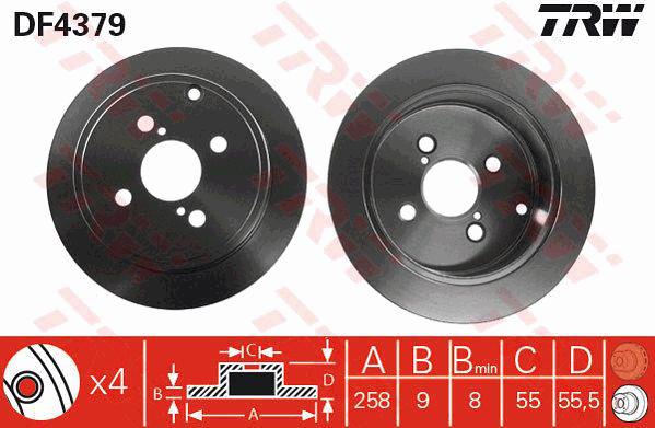 TRW Brake Rotor 258mm Rear DF4379S
