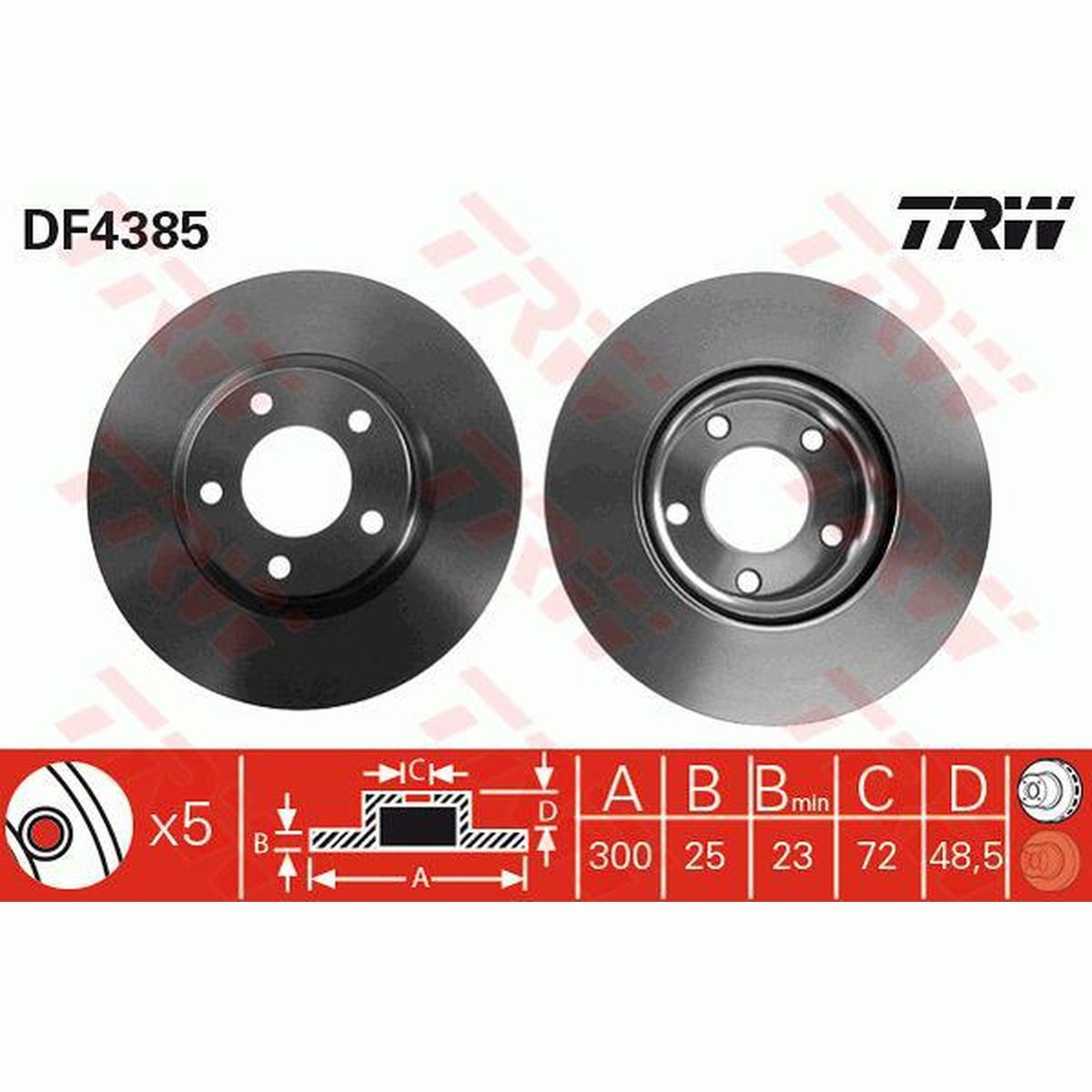TRW Brake Rotor 300mm Front DF4385S