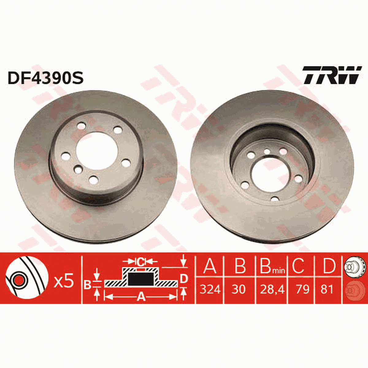 TRW Brake Rotor Front DF4390S