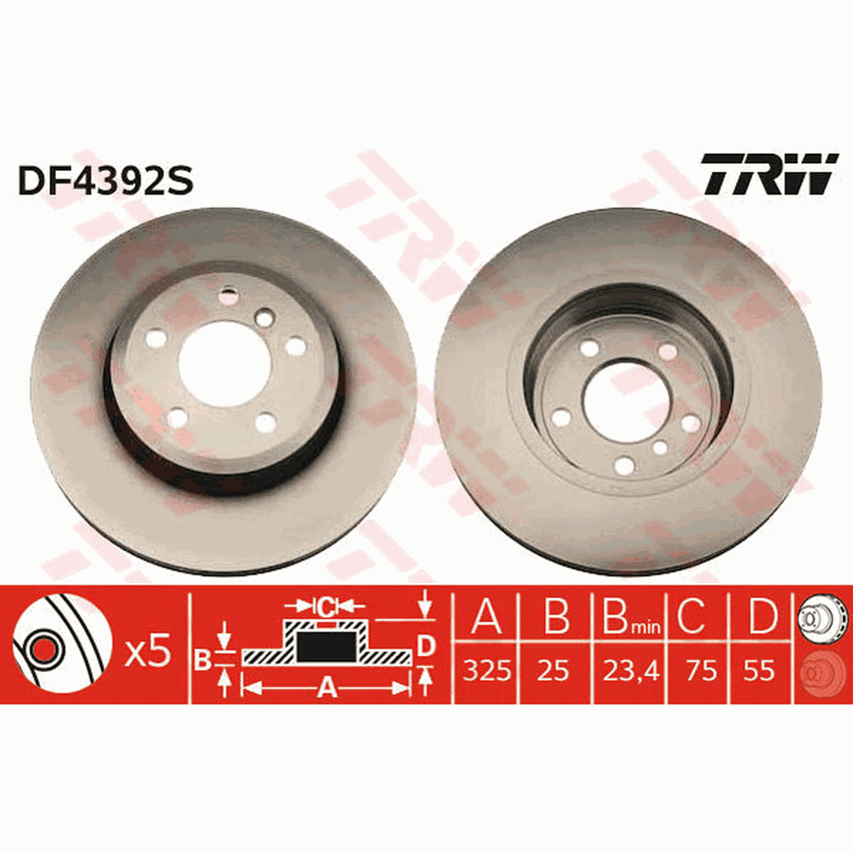 TRW Brake Rotor Front DF4392S