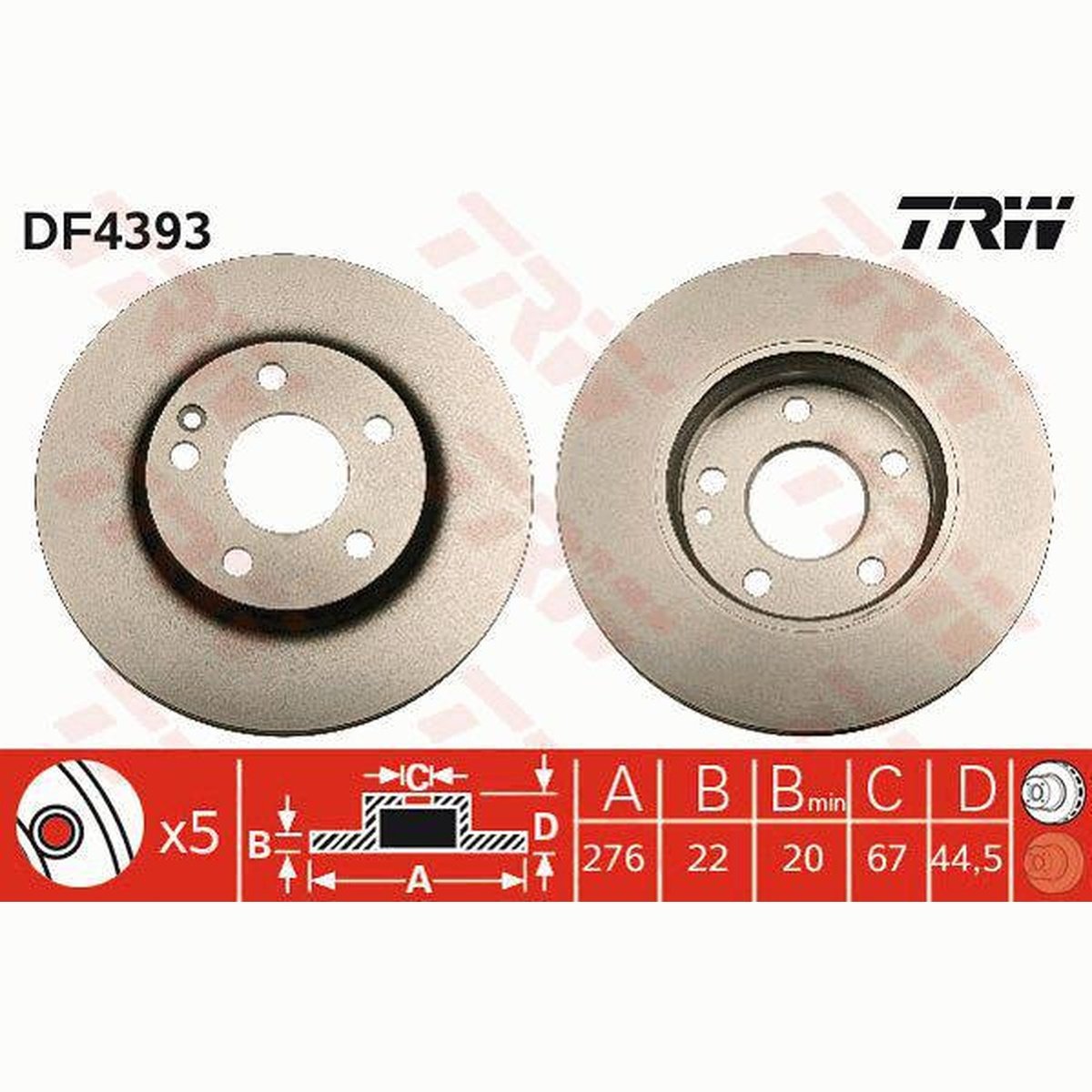 TRW Brake Rotor Front DF4393S