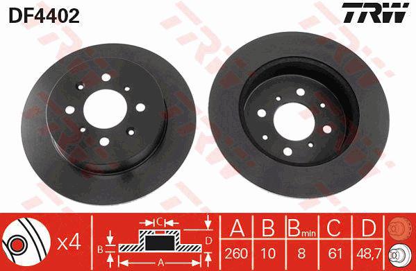 TRW Brake Rotor Rear DF4402S