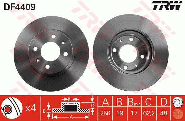 TRW Brake Rotor Front Pair DF4409S
