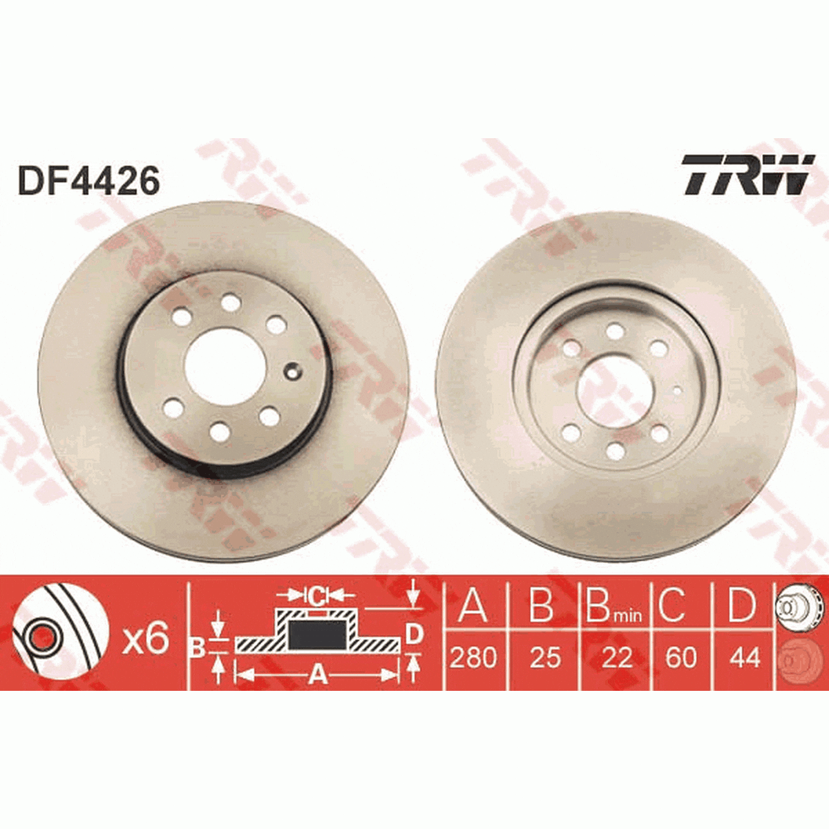 TRW Brake Rotor Pair Front DF4426S