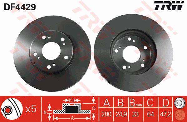 TRW Brake Rotor Front DF4429S