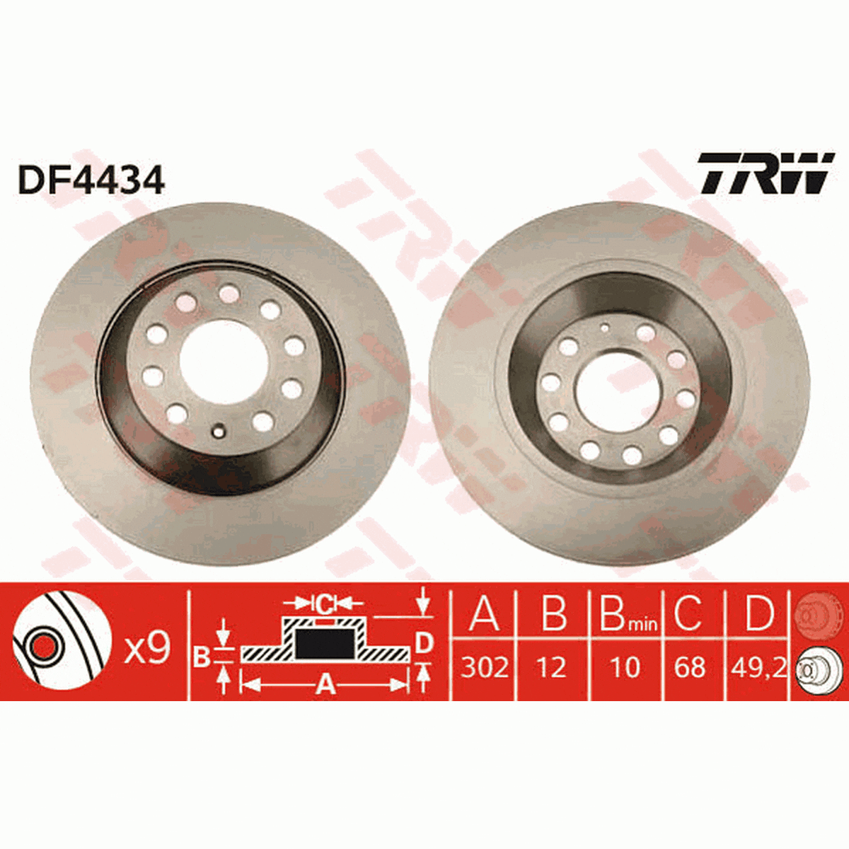 TRW Brake Rotor Single Rear DF4434S