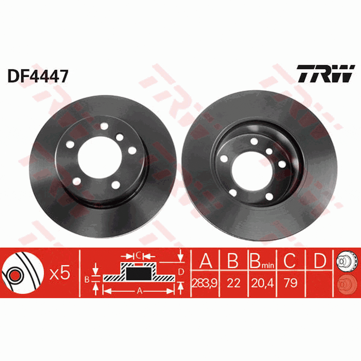 TRW Brake Rotor Pair Front DF4447S
