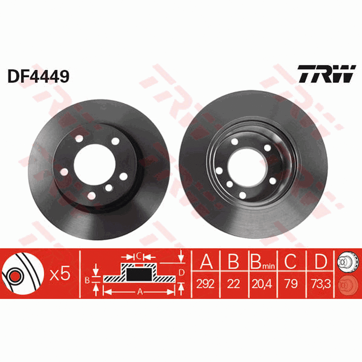 TRW Brake Rotor Single Front DF4449S