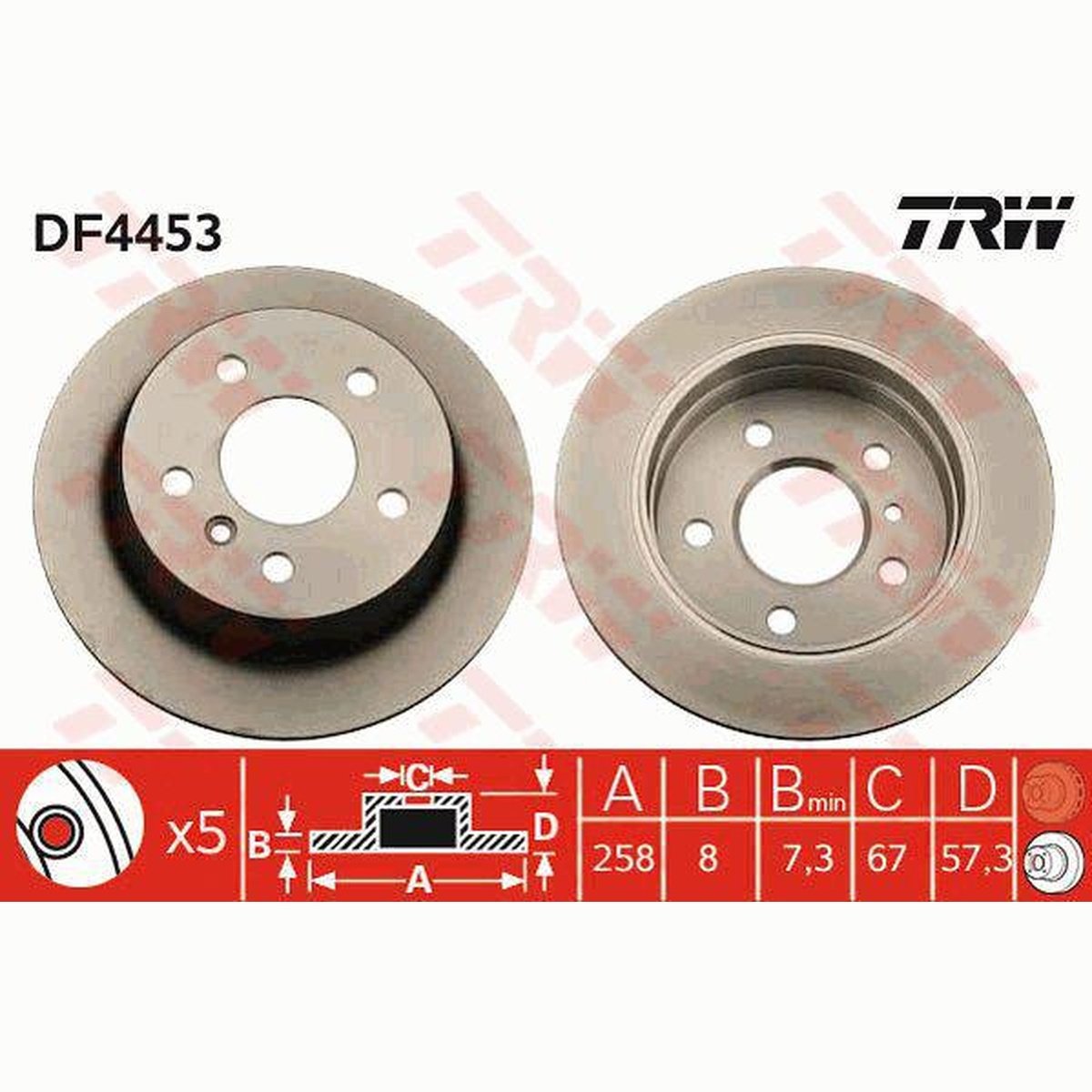 TRW Brake Rotor Rear DF4453S