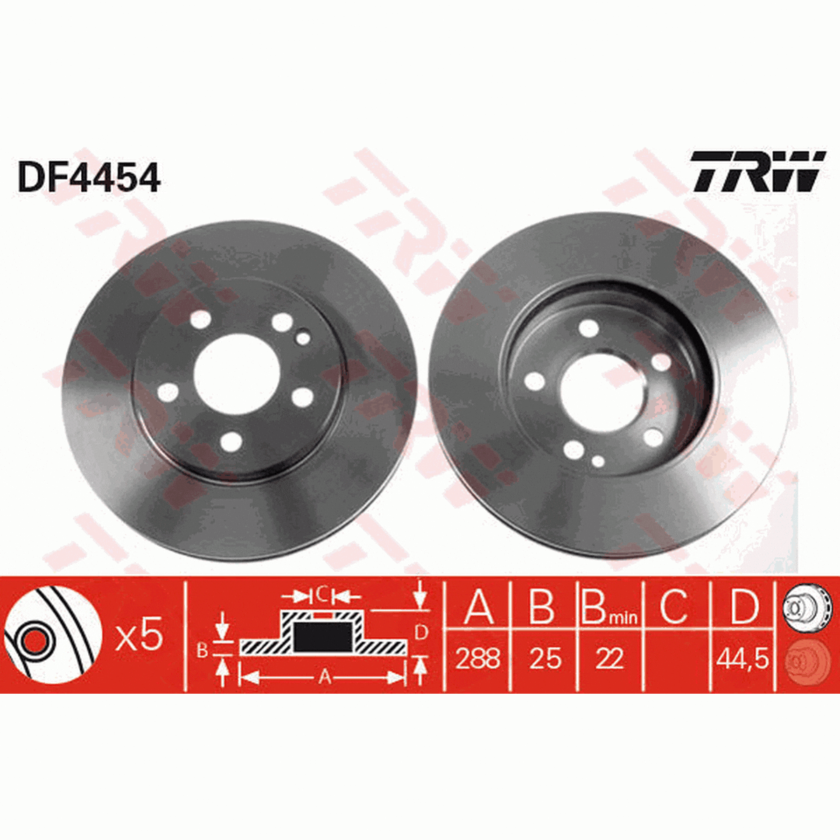 TRW Brake Rotor Pair Front DF4454S
