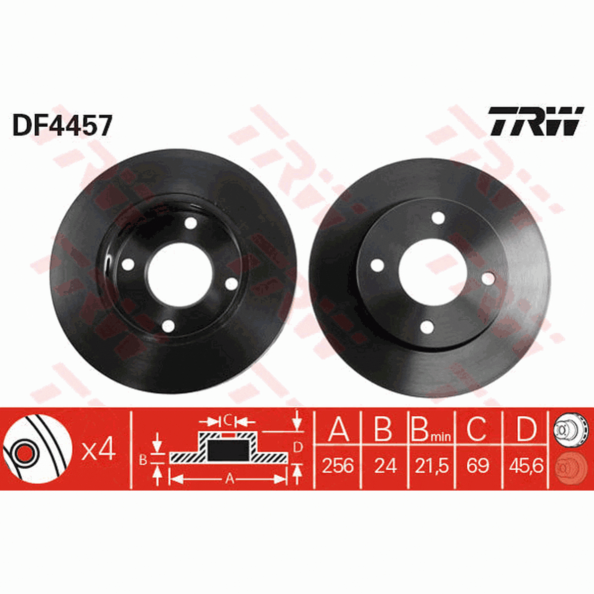TRW Brake Rotor Single Front DF4457S