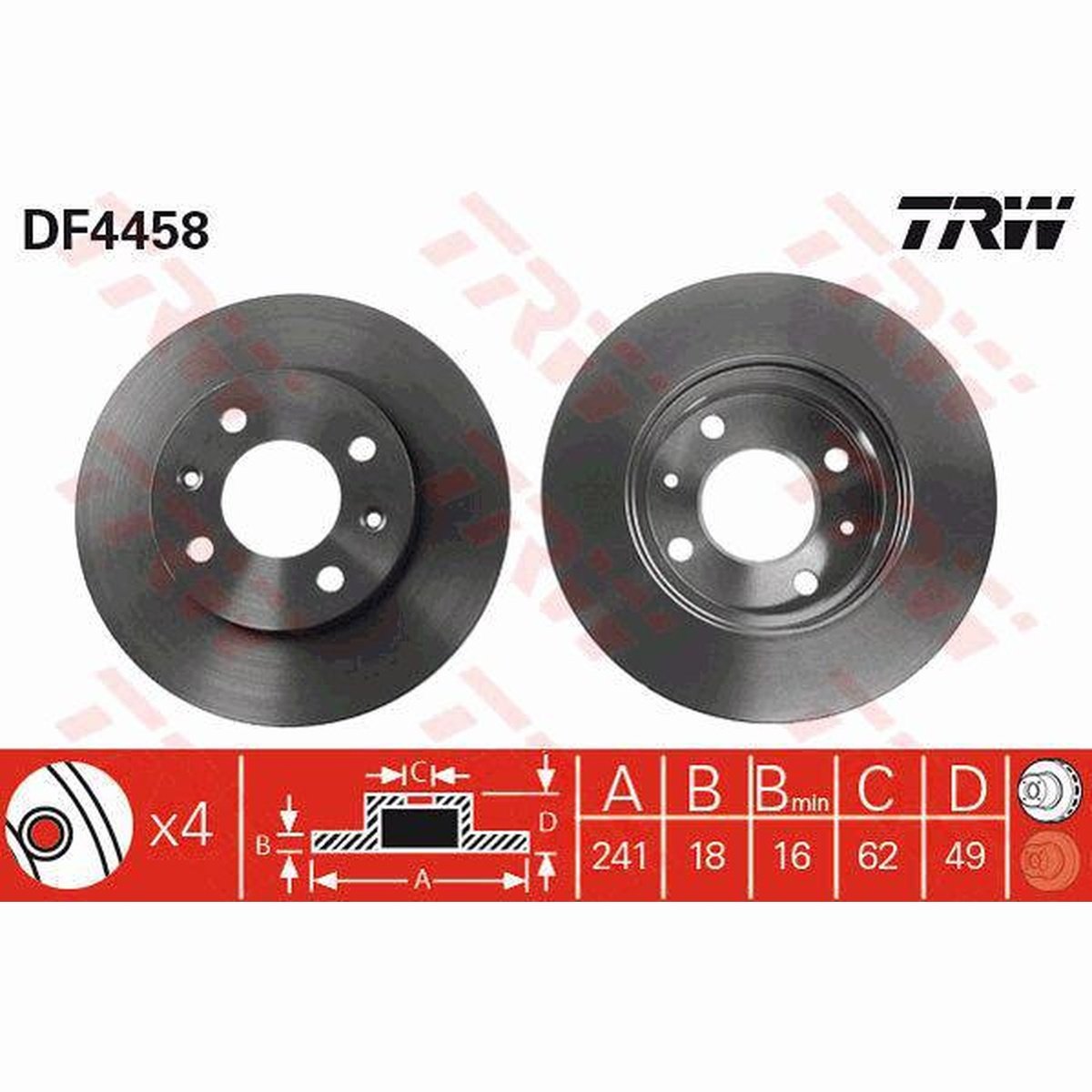 TRW Brake Rotor Front DF4458S